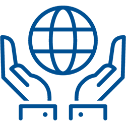 Globe in hands icon for sustainability